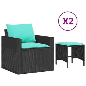 Set di Divani da Giardino Nero e Blu - Product Image 2