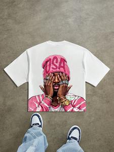 เสื้อยืดครอปผู้ชายทรงหลวมสไตล์ฮิปฮอปพิมพ์ลายเต็มตัวผ้าเจอร์ซีย์สำหรับฤดูร้อน - Product Image 2