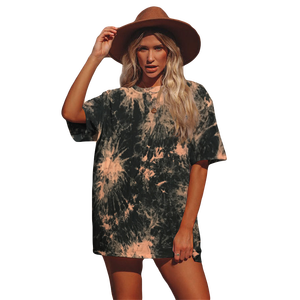 T-shirt <b>Yarn</b> Designer T Shirts for Women <b>100</b>% Pre-shrunk Cotton Tie Dye T Shirt Custom Design Garment Dye T-shirt for Adults - Product Image 3