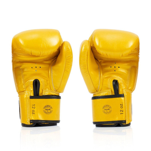 Nuevos Guantes de Sparring Profesionales Fairtex Amarillos Personalizados para Muay Thai, 100% Cuero Genuino, para Combate, Golpeo y Competencia en el Gimnasio - Product Image 4