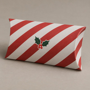 <b>Christmas</b> Candy Stripe Paper Gift <b>Box</b> Holiday Packaging Pillow <b>Box</b> Custom Printed Festive Favor <b>Box</b> - Product Image 3