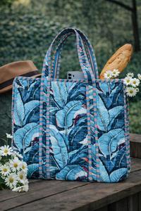 Indian Handmade Pure Cotton Beautiful Women's Quilted Shopping Tote <b>Bag</b> <b>Beach</b> Wear Party Wear Storage Travel Printed <b>Bag</b> - Product Image 5