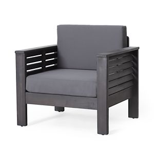 Poltrone da esterno in legno di acacia con cuscini grigio scuro 27,75"D X 32"W X 27,75"H Seduta elegante e confortevole - Product Image 6