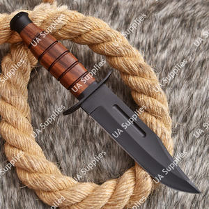 Cuchillo de Caza y Camping Profesional de Acero Inoxidable 440, Afilado como una Navaja, con Hoja Fija y Mango de Cuero con Recubrimiento de Óxido, DIY OEM - Product Image 2