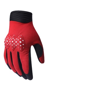 Sporty <b>Bike</b> Wear Gloves <b>Red</b> Black Heat Transfer Print Breathable Polyester Wrist Length For Cycling - Product Image 2