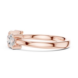 Anillo de Compromiso Clásico con Tres Piedras de Moissanita Redonda en Plata de Ley Chapada en Oro Rosa de 14K, Anillo de Propuesta - Product Image 2