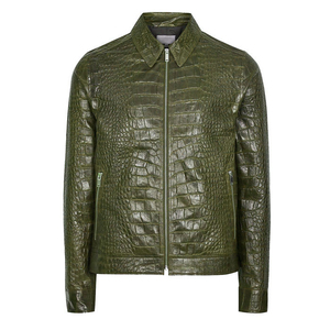 Chaqueta de Cuero con Estampado de Pitón para Hombre, Chaqueta de Motociclista de Cuero Genuino, Prenda Exterior Premium para Hombre, Personalizada, OEM, Venta al Por Mayor - Product Image 5