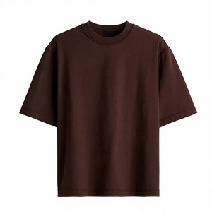 Camiseta de Algodón para Hombre, Color Marrón Sólido, Manga Corta, Cuello Redondo, Corte Regular, Tejido Jersey, Teñido Liso, Logotipo Frontal, Transpirable - Product Image 6