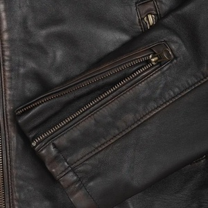 Veste en cuir véritable 5KINGZ SPORTS avec capuche amovible, plusieurs poches zippées, coupe-vent, antibactérienne, doublure en sherpa 300g, hiver - Product Image 6
