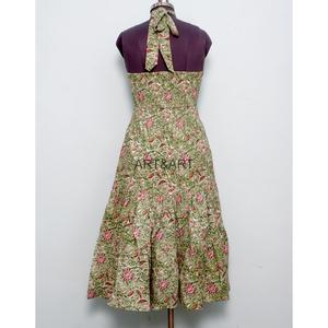 Robe longue en coton imprimé, épaules dénudées, pour la plage, pour femmes, motif floral, été, lavable, écologique, vintage - Product Image 5