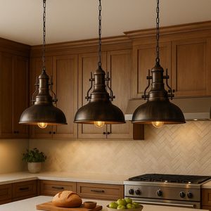 Suspension en laiton E27 2700K blanc chaud doux, abat-jour cloche, hauteur réglable, LED pour montage en cuisine - Product Image 5