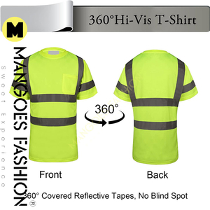 High Visibility <b>Yellow</b> Reflective Safety T-<b>Shirt</b> <b>Men</b> Short Sleeve Workwear Style Breathable Summer Casual <b>Shirt</b> - Product Image 2