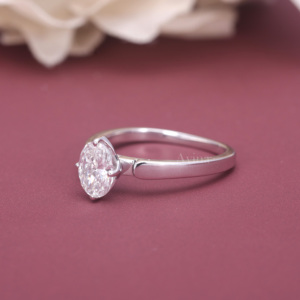 IGI Certified Oval Lab Grown Diamond Solitaire Engagement <b>Ring</b> 14K White / Rose And Yellow Gold Classic 4 Prong <b>Ring</b> for Women - Product Image 5