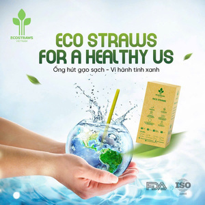 Ecostraws Vietnam Pailles Comestibles en Riz Écologiques - Compostables, Jetables, Cadeaux d'Affaires, Usage Unique pour le Camping, Biodégradables - Product Image 1