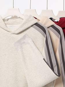 Fabricant de vêtements, vente en gros, sweats à capuche rayés en coton mélangé 380 g/m², sweats à capuche unisexes surdimensionnés - Product Image 5