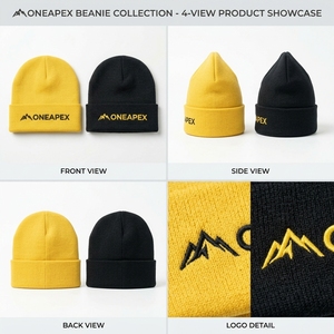 Gorro de Punto Amarillo y Negro para Hombre, Gorro de Invierno con Puño, Unisex, Estilo Urbano, Gorro con Diseño de Calavera, Logotipo Personalizado, Accesorio de Moda al por Mayor - Product Image 4