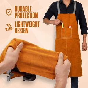 ผ้ากันเปื้อนหนังพร้อมเข็มขัดหนัง ทนความร้อน สำหรับช่างเชื่อม - Product Image 4