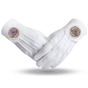 Nouveaux gants de cérémonie maçonniques en coton blanc, logo brodé personnalisé, confortables, unisexes, ajustables, pour l'extérieur - Product Image 2