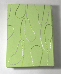 Good Quality Medium Green Color Sheet With Matching Silk Yarn Embroidery Hard Cover Notebook - Product Image 4