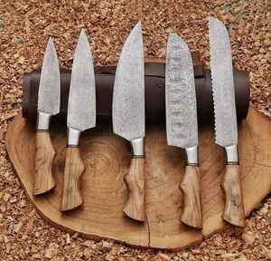 Juego de Cuchillos de Chef Profesionales Hechos a Mano con Acero de Damasco, Juego de Cuchillos de Cocina Profesionales, Juego de Cuchillos de Chef Forjados a Mano - Product Image 1