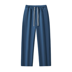 Pantalon de jogging décontracté pour homme en coton mi-lourd, taille élastique avec cordon de serrage, poches latérales, tricoté, teint uni, pour l'automne - Product Image 4