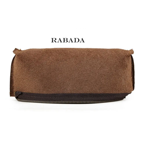 RABADA Real Leather Brown Travel <b>Makeup</b> Pencil Bag Leather Cosmetic Bag for Wholesale - Product Image 2