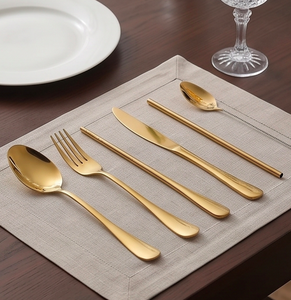 Plain <b>Golden</b> <b>Cutlery</b> <b>Set</b> Elegant Stainless Steel Flatware For Premium Kitchen Dining Accessories And Tableware Use - Product Image 3