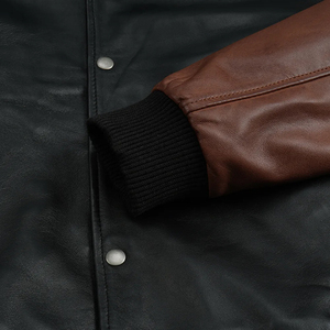 2026 Wholesale City Professional Genuine Leather Men's Jacket Durable High Quality <b>Stand</b> Collar Front Logo High Street Windproof - Product Image 5