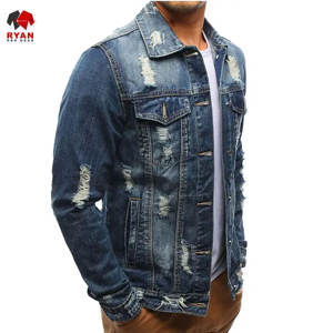 Veste en jean sur mesure de qualité supérieure pour homme, fermeture à boutons avec logo personnalisé, col rabattu - Product Image 4