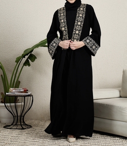 High Quality Beautiful Dubai Women Abaya Traditional Islamic Muslim Clothing & <b>Accessories</b> <b>Floor</b> Length Long Sleeves Front Open - Product Image 1