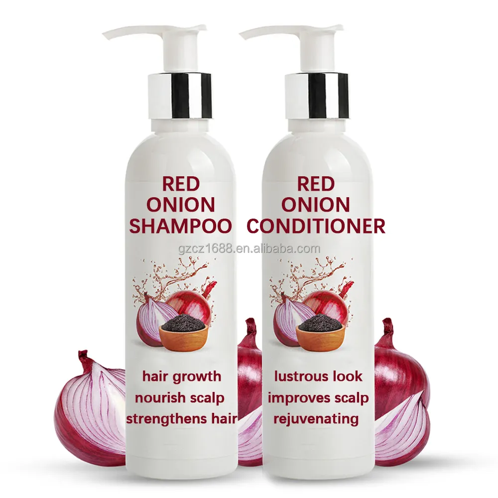 Soins capillaires de marque privée Ensemble de shampoing et après-shampoing pour cheveux végétalien bio sans sulfate pour perte de cheveux huile de graines d'oignon rouge