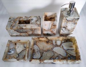 Trending Design Elegant Bathroom Decor Marble Accessories <b>Set</b> With <b>Soap</b> Dispenser Toothbrush Holder And Tumbler - Product Image 4