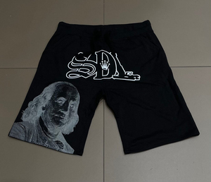 Men's <b>Black</b> Cotton Eco-friendly Streetwear Shorts Midweight Flat Front Drawstring Closure Casual Summer Wear - Product Image 3