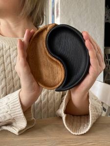 Portavelas de Madera Hecho a Mano de Lujo Yin Yang, Recipiente de Cera Artesanal para Decoración Rústica del Hogar y Bodas - Product Image 5