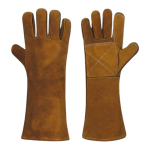 Customizable Logo Reinforced Cowhide Split Leather Heavy Duty Firefighting Welding <b>Gloves</b> Reflective Industrial Safety Clothing - Product Image 1