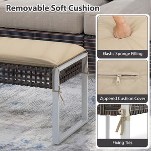 Pouf da Esterno Rettangolare da 43 Pollici con Gambe in Metallo e Cuscino per la Tua Collezione di Arredamento da Giardino! - Product Image 5