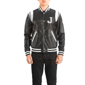 Blousons universitaires de baseball pour hommes grande taille, couleur noire, avec impression de slogan et appliqué, style campus, très demandés 2026 - Product Image 2