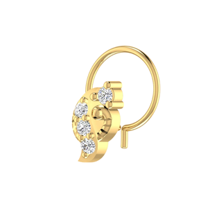 AJRETAIL Joyería Fina de Oro de 14K con Diseño de Ola Mística, Piercing para la Nariz con Diamante Natural de 0.08ct - Product Image 4