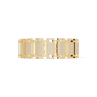 Bracelet manchette ouverte Aurum Diam Or Argent avec pendentif nom micro-pavé, Moissanite taille brillant D-VVS, breloque certifiée EGI, forme couronne