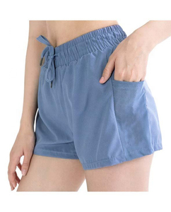 Women's Summer Athletic Gym Shorts Sexy Style <b>Lace</b> Breathable <b>Elastic</b> Soft Fabric Custom Logo Solid Color Fitness Biking Pocket - Product Image 1