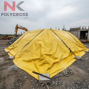 ผ้าใบคลุมโพลีเอสเตอร์ 150 GSM สำหรับโรงเรือน  พร้อมห่วงอลูมิเนียม สำหรับคลุมรถบรรทุก เรือ และคลังสินค้า ป้องกันความเสียหาย ขายส่ง - Product Image 1