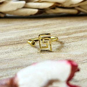 Modern Best Minimalist Greek <b>Key</b> <b>Ring</b> Minimalist Brass <b>Rings</b> For Women 18k Gold Plated Meander Geometric Jewelry Wholesale/OEM - Product Image 1