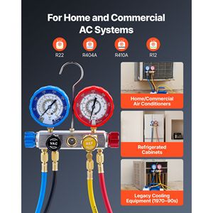 Juego de manómetros de 4 vías para refrigerantes R22, R404A, R410A, R12 con mangueras de 5 pies para uso automotriz y doméstico - Product Image 3