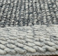Handgewebter Woll-Flachwebteppich mit Niedrigem/Hohem Flor |   Moderner Abstrakter Grauer Strukturierter Teppich |   Umweltfreundliches Handgemachtes PET