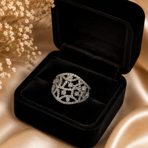 14K White <b>Gold</b> Luxury Diamond <b>Ring</b> for Women | 1.04TCW Designer Statement <b>Cocktail</b> <b>Ring</b> Elegant Fine Jewelry Gift for Sparkling - Product Image 2