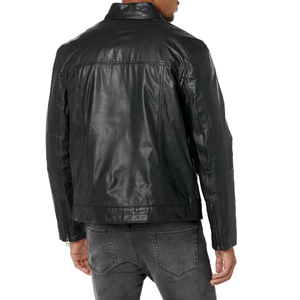 Blouson universitaire en cuir chaud pour homme, décontracté, avec fermeture éclair, col montant, rembourré en coton, teint uni - Product Image 4