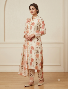 Tissu en lin floral de créateur, motif floral élégant fait main, matériau pour saris, costumes et collection de vêtements ethniques sur mesure - Product Image 6
