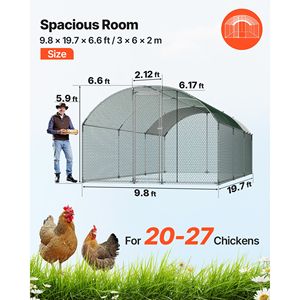 Pollaio Grande in Metallo Impermeabile 9.8 X 19.7 X 6.6 ft con Tetto a Cupola e Recinto Accessibile - Product Image 2