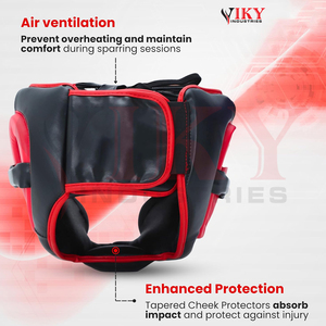 Protector de Cabeza de Boxeo de Primera Calidad, Duradero, Ligero, Negro, Rojo y Blanco, con Diseño Personalizado a Rayas, para Entrenamiento de Muay Thai, Venta al Por Mayor - Product Image 6