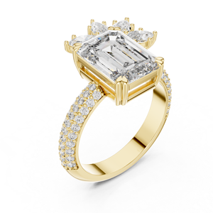 แหวนเพชรทรงมรกตเพาะเลี้ยงในห้องปฏิบัติการ ทองคำแท้ 14K 18K ประดับเพชรทรงมาร์คีส์แบบคลัสเตอร์ 5.10 กะรัต DEF VVS รับรองโดย IGI แหวนวาเลนไทน์ รับผลิตแบบ OEM ODM - Product Image 3